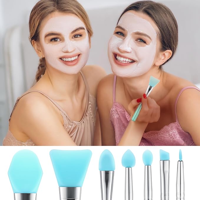 7PCS Silicone Brush Applicator Kit, Resin Brush Applicator UV Resin Brushes Applicators Jelly Brushes Applicators for Cream Makeup Products and Epoxy Art Crafting, Green