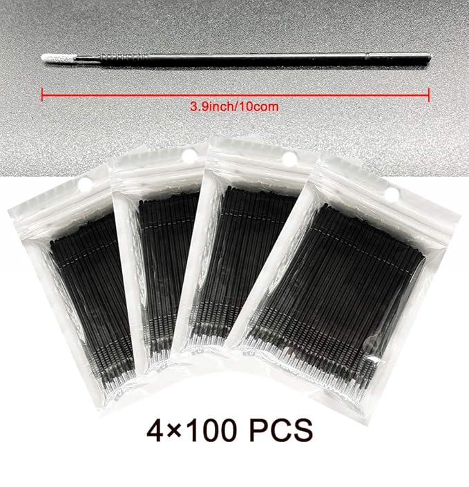 AIVIAI Disposable Micro Applicator Brush for Makeup, 400pcs (Black)