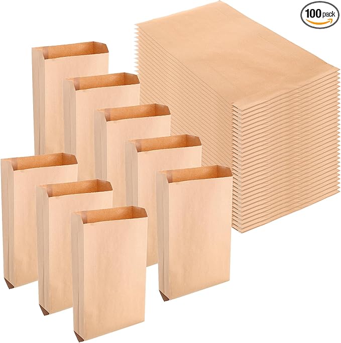 100 PCS Wax Paper Bags, Lawn Bag Brown Paper, Tampon Bags Disposal for Bathroom, 7.1 x 2.4 x 13.8 Inch Sanitary Napkin Disposal Bag Suitable for Bedroom, Toilet, Living Room (Brown)