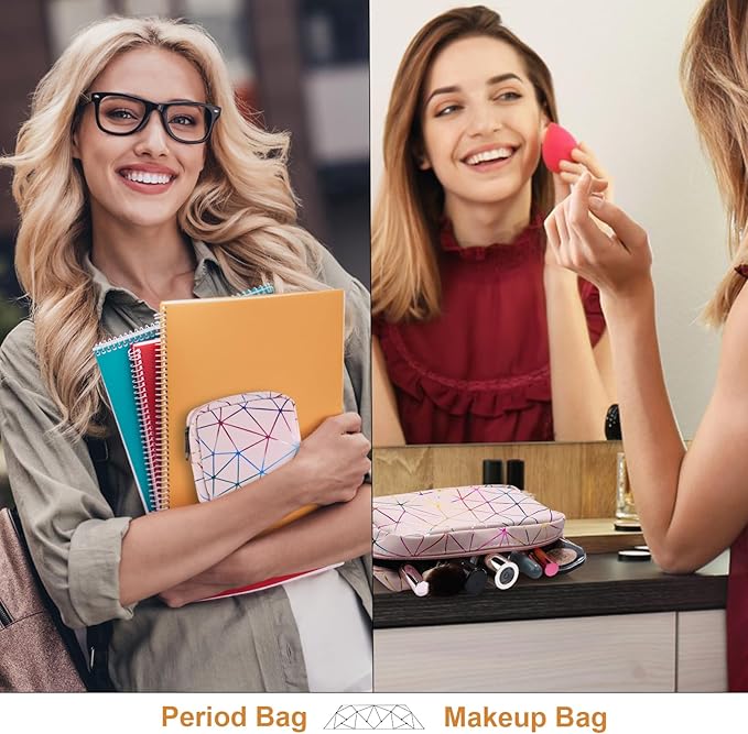 Period Bag for Teen Girls, Leather Sanitary Napkin Storage Bag, Portable Menstrual Pad Bag Period Pads Pouch, Small Make Up Bags