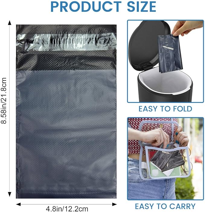 Sanitary Napkin Disposal Bags, Feminine Personal Bags, 100 pcs Grey, Self Seal, Disposable for Tampons, Sanitary, Pads, Liners