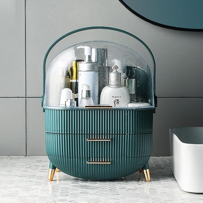 Egg Makeup Organizer, Egg Shape(Oval) Makeup Storage Box Countertop Portable Vanity Cosmetics Organizer