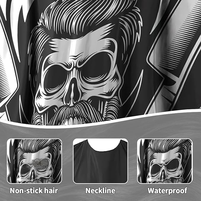 BESTBOMG® Professional Hair Cutting Cape with Neck Duster Brush, Large Size Salon Barber Cape for Men, Women and Kids with Hair Clippers Cleaning Brush