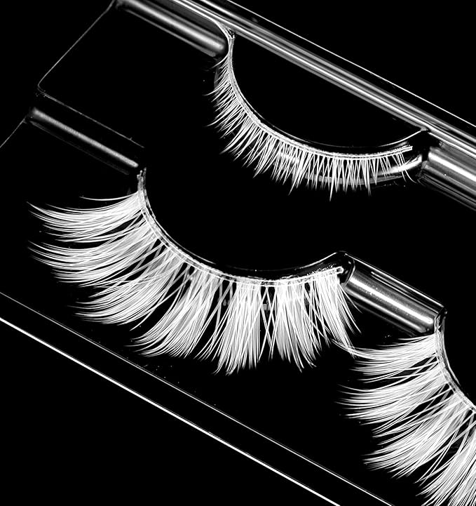 White Lashes, White Eyelashes for Christmas & Anime Events, Fluffy Manga Style False Eyelashes with Invisible Band, Japanese Style Makeup Accessories for Party & Photo Shoots