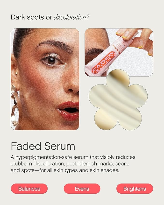 Topicals Faded Brightening and Clearing Serum | Reduces Discoloration, Post-Blemish Marks, Scars and Spots | Contains Kojic Acid and Niacinamide | Dermatologist-tested, Vegan, Cruelty-Free (0.5 Fl Oz)