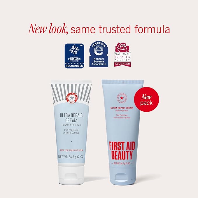 First Aid Beauty - Ultra Repair Cream, Intense Hydration Whipped Colloidal Oatmeal, Clinically Proven to Strengthen Skin Barrier in 7 Days & Helps Relieve Eczema, Luxury Face & Body Moisturizer, 2 oz