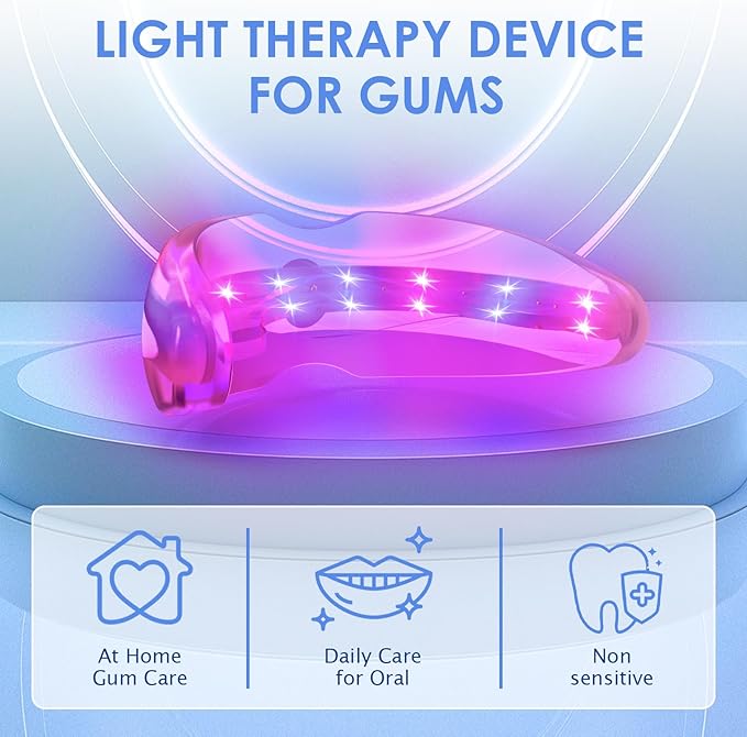 Red Light Therapy for Gums, 18 Red&Blue LED Light for Keeping Oral Health, Suitable for Toothache Relief, Bleeding Gums, Whitens Teeth- with Storage Case