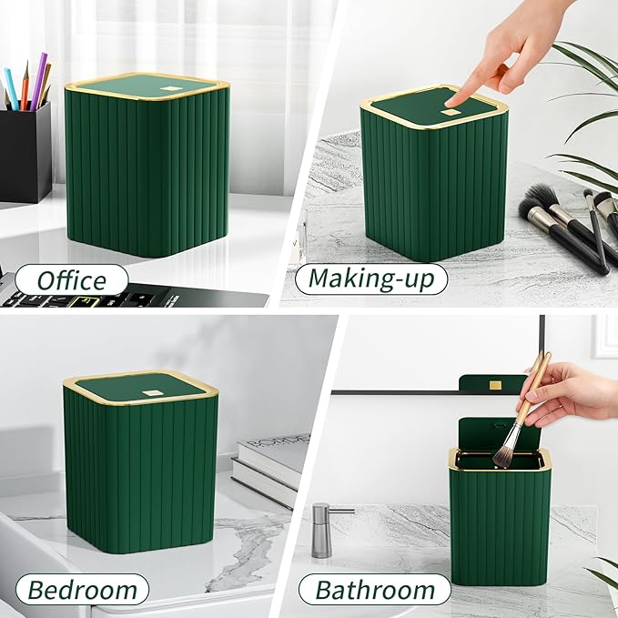 Bathroom Sets with Shower Curtain and Rugs - Elegant Bathroom Set, 27PC Bathroom Accessories Set, Green Bathroom Set, Mini Trash Can, Toilet Brush, Trash Can & Soap Dispenser