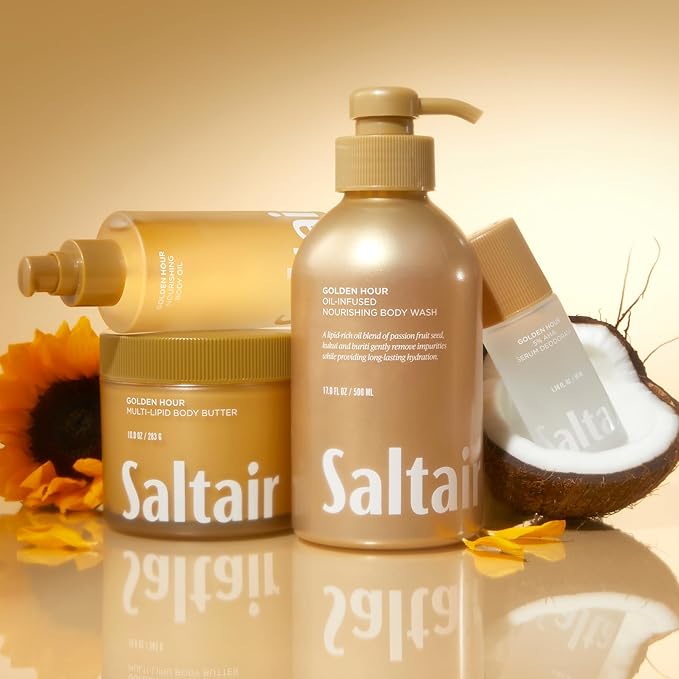 Saltair Multi-Lipid Body Butter – Hydrating 24-Hour Moisture – Body Cream for Soft Skin & Barrier Support – Ceramides, Coconut Oil & Shea Butter for Dry Skin Care – Golden Hour, 10oz