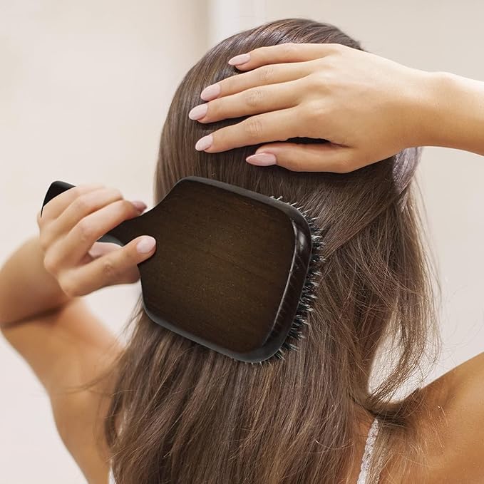 Boar Bristle Hair Brush Set, Soft Bristle Detangler for Long, Short, Thin, Curly, Straight, or Wavy, Hairbrush for Enhancing Shine, Great for Men, Women, and Kids