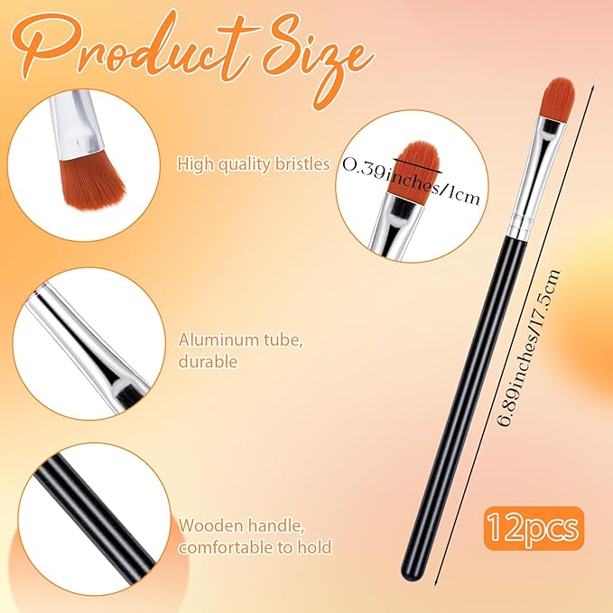 6 Pcs Eye Shadow Primer Applicator Brush for Blending Flat Round Small Concealer Makeup Concealer Brush Professional Eyeshadow Tools for Applying Cream Liquid Shadows and Eye Primer Base