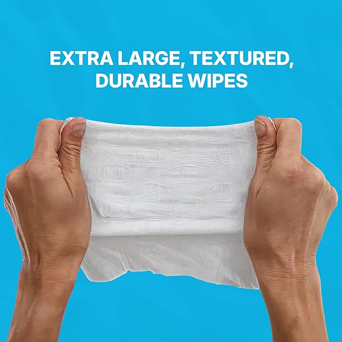 WaterWipes Sensitive Whole Body Cleansing Wipes, 99.9% Purified Water, XL Textured Wipes, Incontinence Care, Fragrance Free, 90 Count