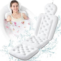Luxury Bath Cushion, Full Body Bathtub Pillow with 160 Suction Cups, Bath Mat for Head and Neck Support, with Laundry Bag (White, 56" x 16")