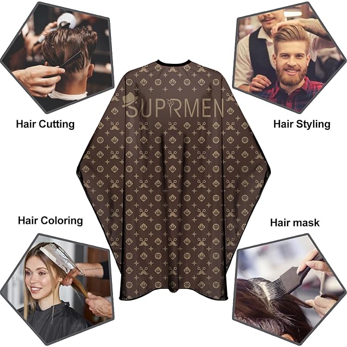 Barber Capes for Men Professional Haircut Capes with Snaps Salon Capes for Stylist -63"*56"(Brown)