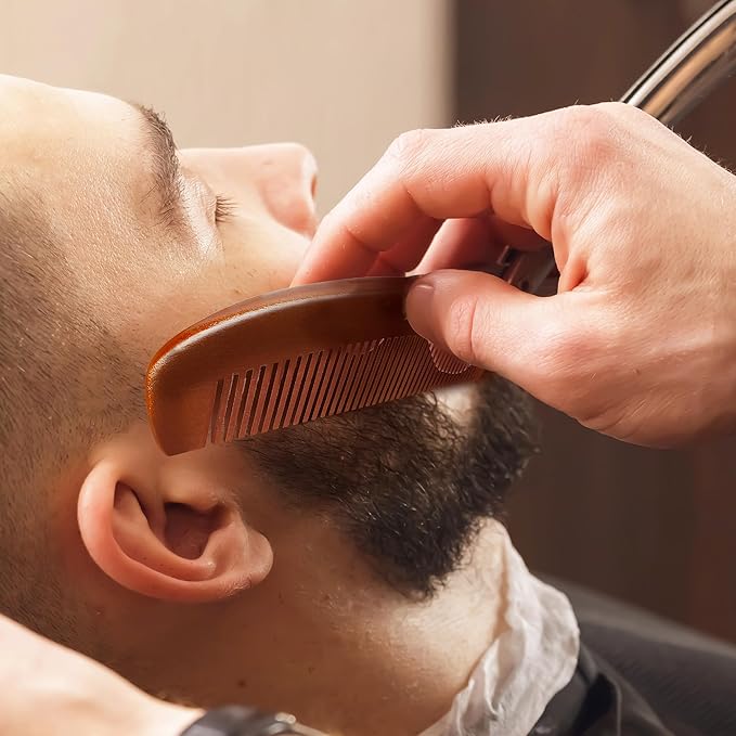 RED by Kiss Premium Wood Men Long Beard Comb, Easy Detangling and Styling, Durable Design for Gentle Beard Hair & Mustache Grooming Essential, No Snagging & Pulling, Maximize Conditioning