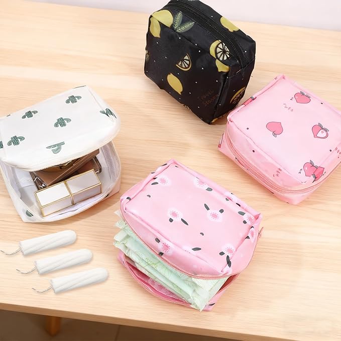 4 Pcs Sanitary Napkin Storage Bags,Menstrual Pad Pouches Tampon Holder for Purse,Feminine Product Pouch Portable Period Bags for Teen Girls for School