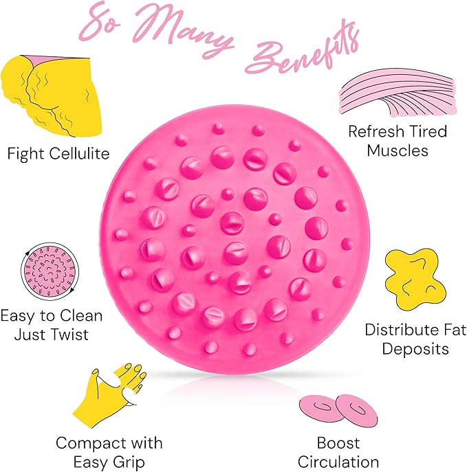 Scala Silicone Cellulite Massager, Bath Shower Scrubber Accessories, Bathroom Toys, Cellulite Remover, Body Massager Tool, Exfoliator, Fat Roller Use with Creams and Oils, Pink