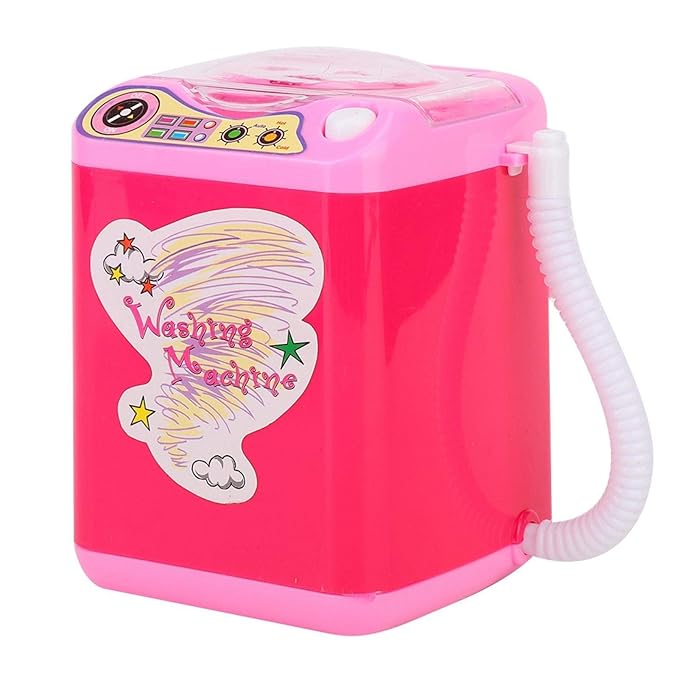 Makeup Washing Machine, Simulation Mini Makeup Brush Cleaner Electric Make up Sponge Puff Cleaner Device Automatic Cosmetic Tool Women(Red)