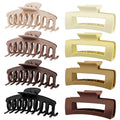 TOCESS Big Claw Clips for Women & Girls, 8 Pack 4.33 Inch Matte Jumbo Hair Claw Clips, Strong Hold Non-Slip Rectangle Hair Clamps for Thick, Curly, Long or Fine Hair