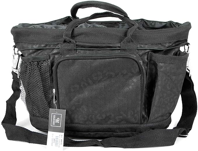Jeffers Poplar Head Grooming Bag – Horse Grooming Organizer Tote with Pockets for Brushes, Tools, Clippers, Shampoo, Detangler – Stable Barn Kit Carrier for Horses, Pets, Livestock, Covert Cheetah