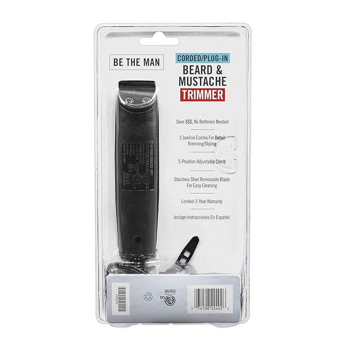 ConairMAN Beard Trimmer for Men Includes Nose and Ear Hair Trimmer and 5-Position Comb Attachment, 4 Piece Men's Grooming Kit, Corded (Pack of 4)