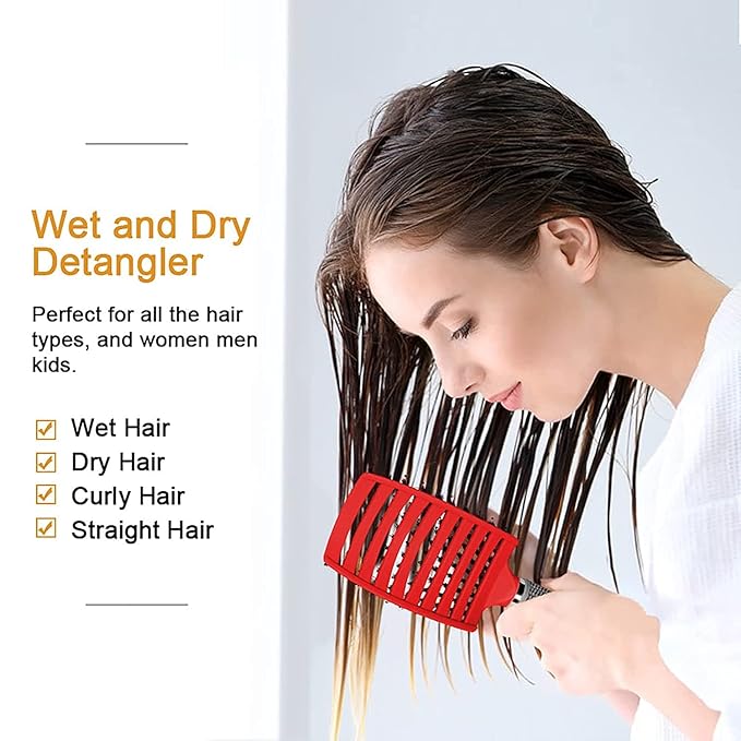 Magical Ultra Detangling Brush for Wet or Dry Hair, Detangler Brush, Fast Drying Styling Massage Hairbrush for Men, Women and Kids (2pcsRainbow-E)