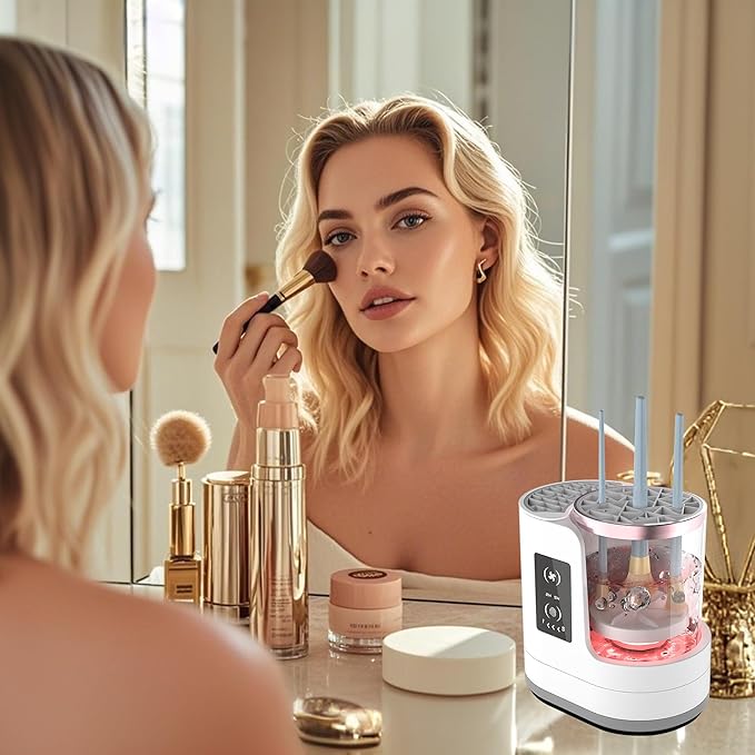 3 IN 1 Electric Makeup Brush Cleaner Machine With Timer Makeup Brush Dryer，Portable USB Automatic Cosmetic Brushes Cleaner Tool for All Size Beauty Makeup Brush Set,Contour,Blush Brush,Eyeshadow