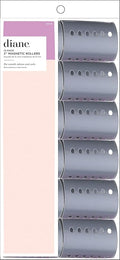 Diane 2-Inch Magnetic Hair Rollers, Secure Hold for Curls and Volume, Ideal for Styling with Pins, Picks, or Clips, Easy to Clean and Maintain, Grey, 12 Count