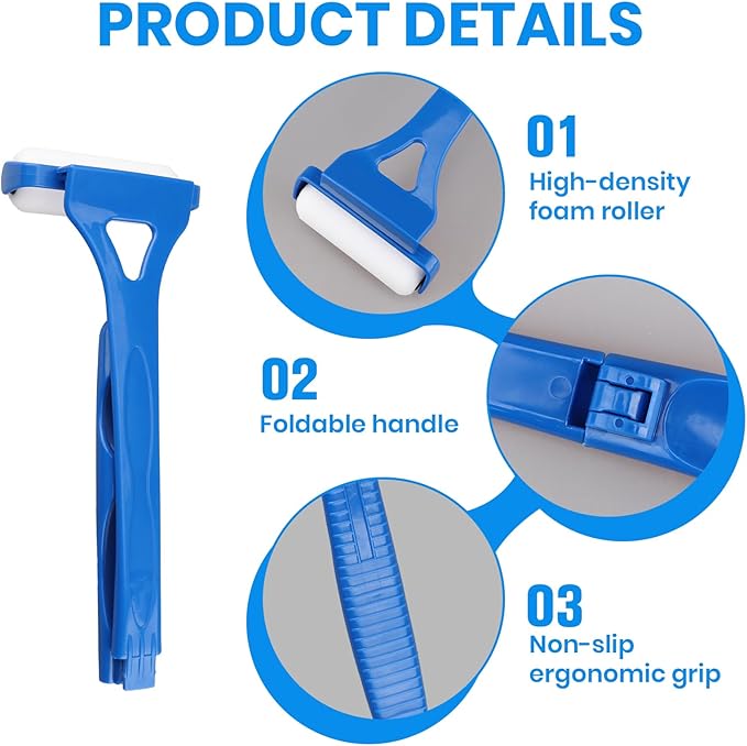 Back Lotion Applicator, Foldable Handle with 3 Reusable Foam Rollers, Back Tanning Applicator, Evenly Applies Moisturizer Cream Ointment to Hard-to-Reach Areas for Men & Women & Seniors