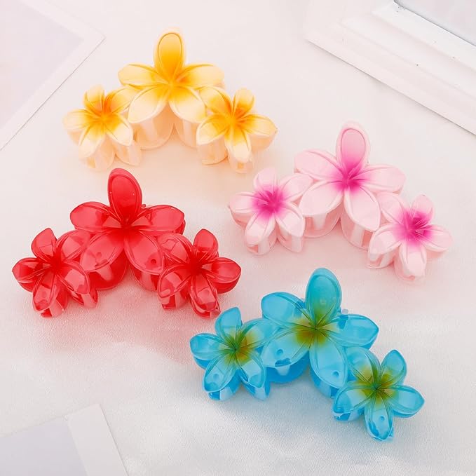 Hair Clips for Women 4Pcs Flower Claw Clips Cute Hair Claws Flower HairClip for Thick Thin Hair Strong Hold HairClaws Summer Accessories for Women Girls