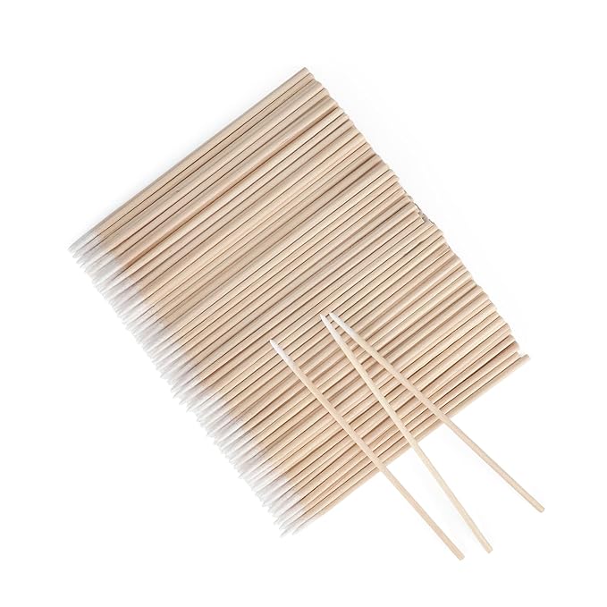 G2PLUS 500PCS Cotton Swabs, Wood Disposable Micro Applicators Brush for Makeup and Personal Care Cosmetic Brush, Micro Swabs for Eyelash Extensions, Nails, Eyeliner (Head Diameter: 1cm)