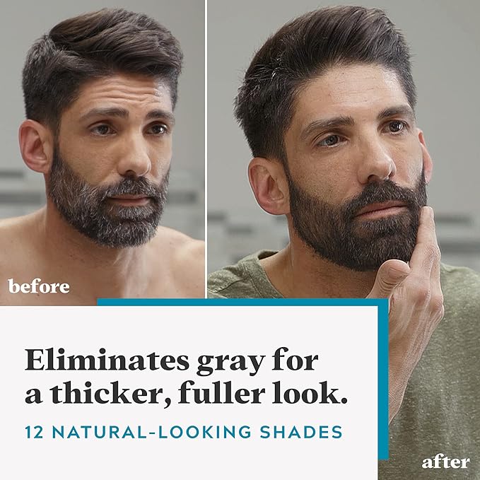 Just For Men Mustache & Beard, Beard Coloring for Gray Hair with Brush, with Keratin Biotin Aloe and Coconut Oil for Healthy Facial Hair - Medium Brown, M-35, Pack of 3 (Packaging May Vary)