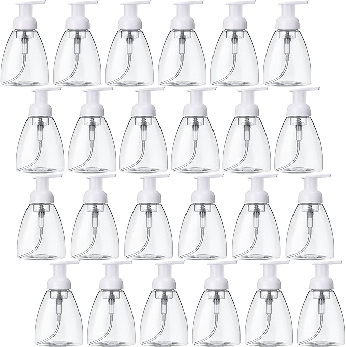 Eboot 24 Pcs 8 oz Foaming Soap Dispenser Foaming Pump Bottle Travel Hand Soap Pump Foam Dispenser Bottle Plastic Press Bottles Empty Refillable Plastic Container for Liquid Shampoo