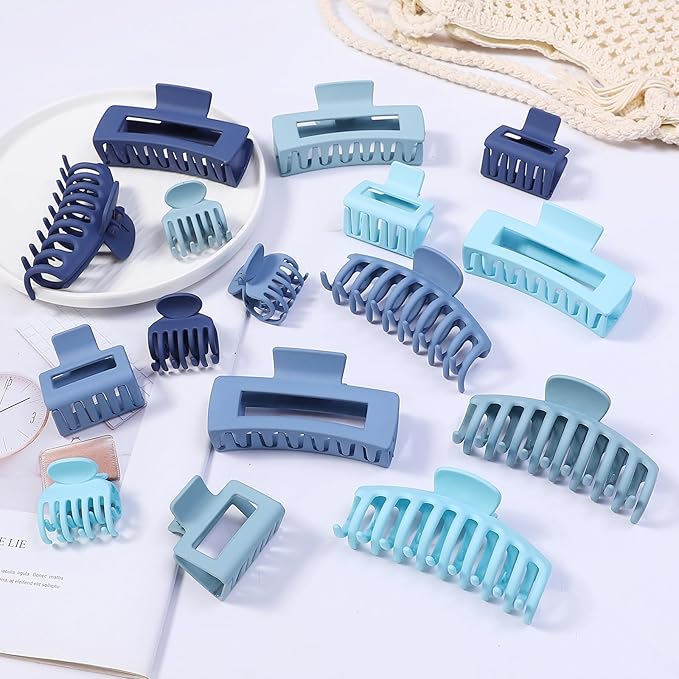 Hair Claws 16 Pcs Hair Clips for Women Thin Thick Curly Hair Large and Small Matte Banana Clips Strong Hold Nonslip