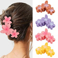 Hair Clip, 4PCS Flower Hair Claws for Women & Girls, Tropical Style, Strong Hold, Acrylic, Floral Theme, Hair Accessories for Thick Thin Hair, Party, Wedding, Beach, Versatile Use