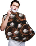 Waterproof Beard Grooming Bib, Old School Baseball Gloves Balls Shave Bib, Non-Stick Hair Catcher for Shaving Trimming, Apron Essential for Men Dad