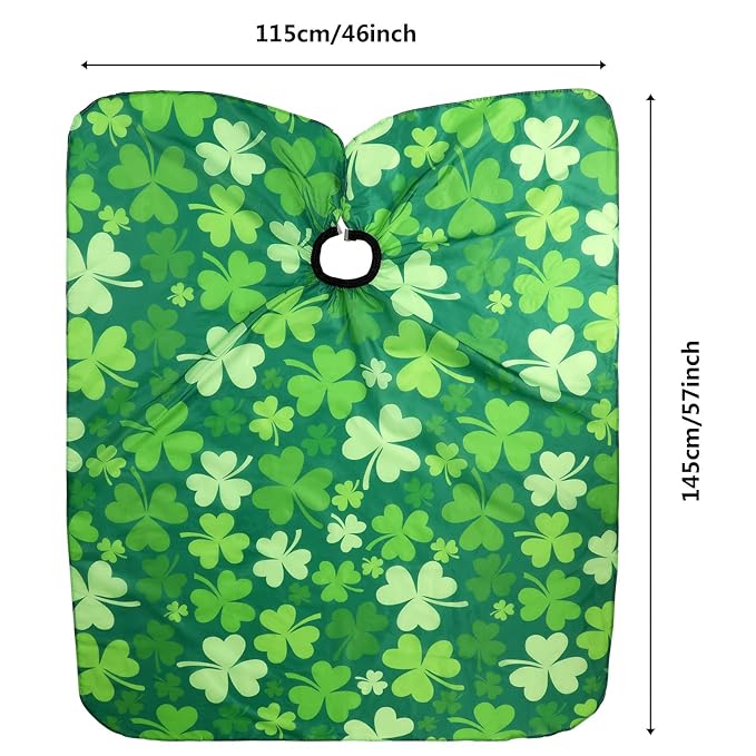 FEBSNOW Professional Barber Cape Independence St. Patrick's Day Salon Green Hair Cutting Cape with Adjustable neckline and Neck Duster Brush Barber Shop Supplies 46.8 × 56 Inch (clover pattern)