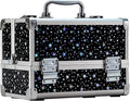 Leeora&Leekoo Makeup Train Case Cosmetic Box Portable Makeup Case Organizer 2 Trays Makeup Storage with Mirror for Cosmetologist Aesthetic Supplies Nail Tech Traveling Makeup Box (Flashing Star)