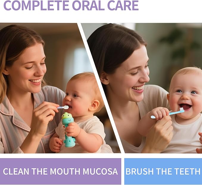 Kids Tongue Scraper and Training Toothbrush Kit, Tongue Cleaner Combo for Infant & Newborn 0-3 Years