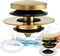 Artiwell Universal Tip Toe Bath Drain Stopper and Cover, Bathtub Drain Stopper, Replaces Lift and Turn, Tip-Toe and Trip Lever Drains for Tub, EZ Installation and Clearing (Brushed Gold)