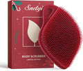Sndyi Silicone Body Scrubber, Leaf-Shaped Shower Brush for Gentle Cleanse & Exfoliation, Soft Silicone Loofah Body Brush for Sensitive Skin, Romantic Gift for Her/Him, Festive Red