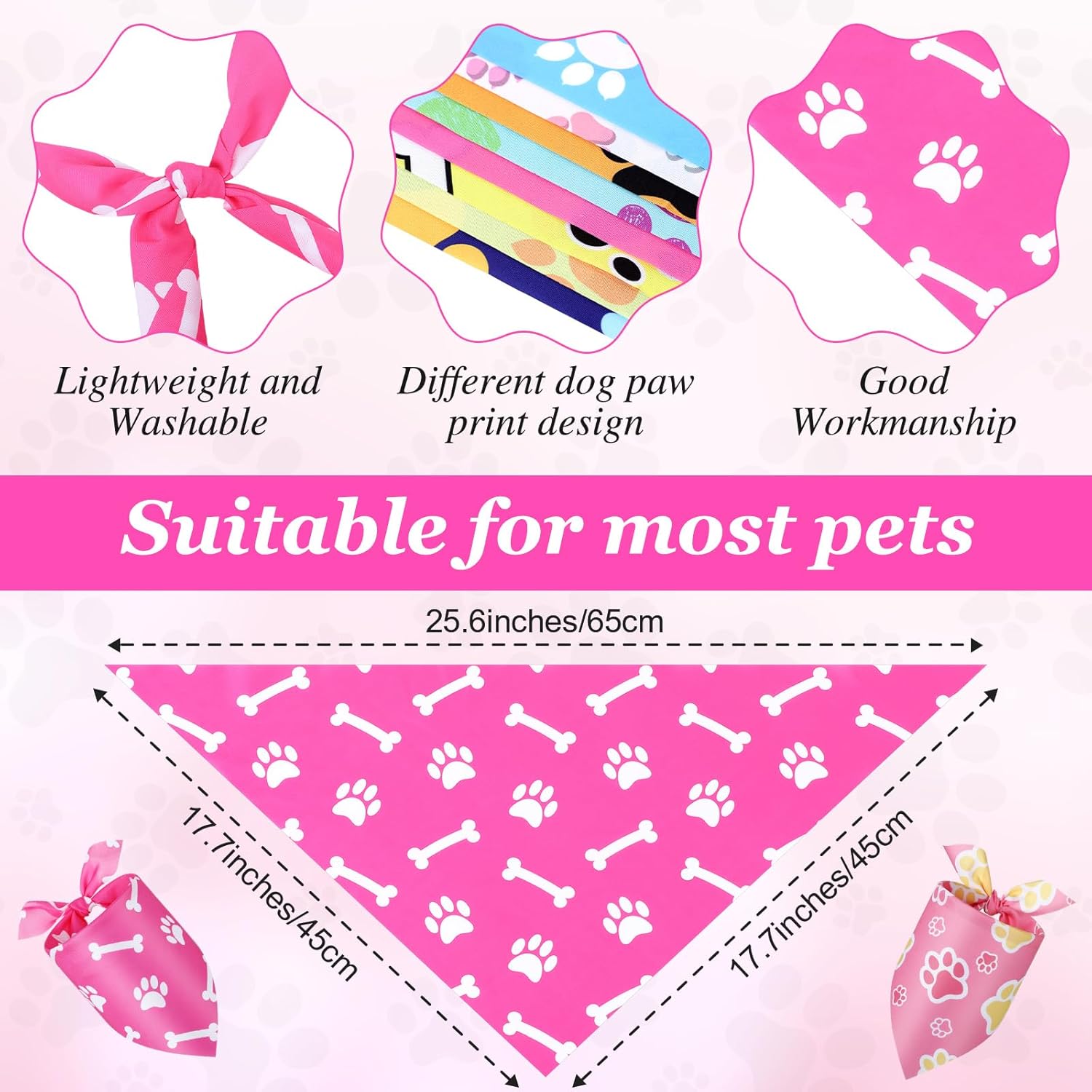 Abbylike 100 Pcs Paw Print Dog Bandanas Bulk Cute Footprint Bandanas for Dogs Triangle Kerchief Bib Scarf for Pets Halloween Party Costume Photo Props Daily Accessories Pet Shops (25.6 x 17.7 x 17.7)