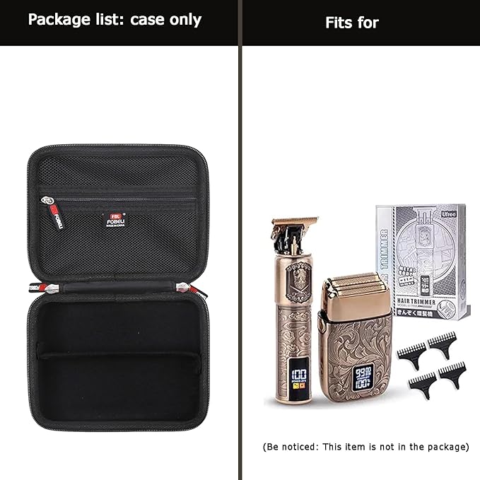 FBLFOBELI EVA Hard Storage Case for Ufree/for Brightup FK-8788T/ for Wahl 9916-817V Electric Razor Foil Shavers for Men, Hair Beard Trimmer Grooming Shaving Kit Storage Holder (PU Black)