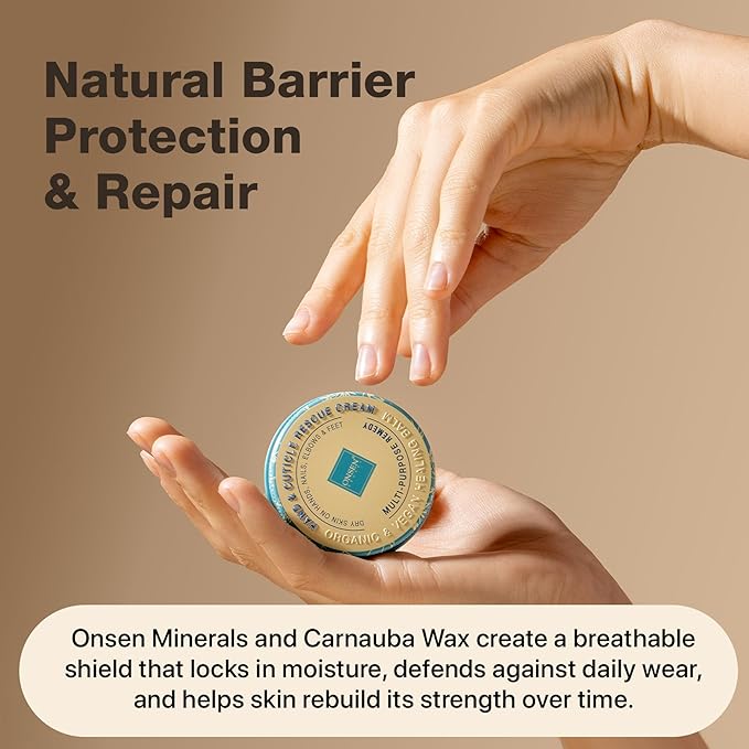 Onsen Hand & Cuticle Rescue Cream | Organic Nail Strengthener & Balm | Dry, Cracked Hands, Elbows & Feet | Shea Butter, Tsubaki & Jojoba Oil | Nail Repair & Growth, Vegan – 2 Pack (1.10 oz)