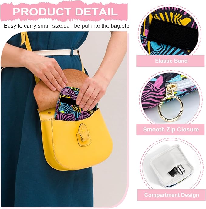 Desing Wish Period Bag Pouch Soft Cloth Sanitary Napkin Storage Bag Portable Menstrual Pad Pouches Tampon Holder for Purse First Period Kit for Girls 9-12 (Black Rabbit)