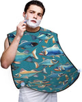 Ocean Fishes Print Beard Bib Shaving Apron, Beard Hair Trimming Cape Gift For Dad