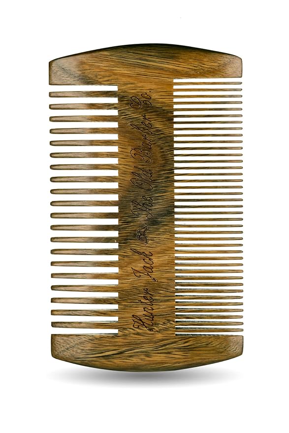 Premium Sandalwood Beard Comb for Men - Natural Wooden Comb with Dual Fine & Coarse Teeth, Anti-Static Mustache Comb, No Snag or Pull, Pocket Size with PU Leather Case, Ideal Grooming Kit for Him
