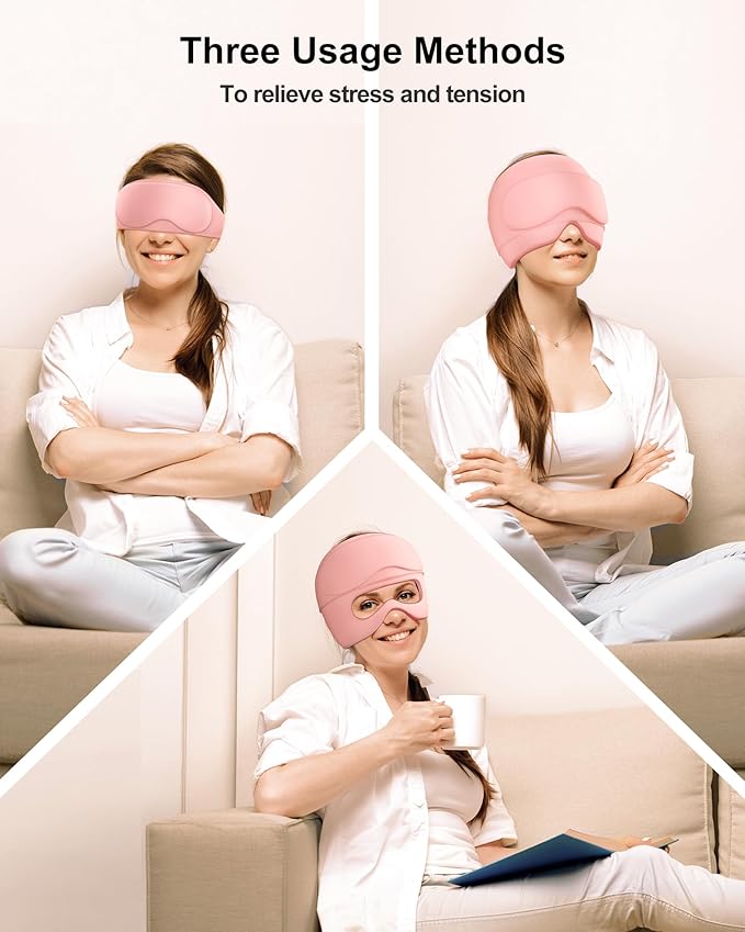 Migraine Relief Cap,2 in 1 Detachable Gel Eye Mask for Hot & Cold Therapy Headache mask with Eye Holes ice Pack for Birthday Gifts for Women