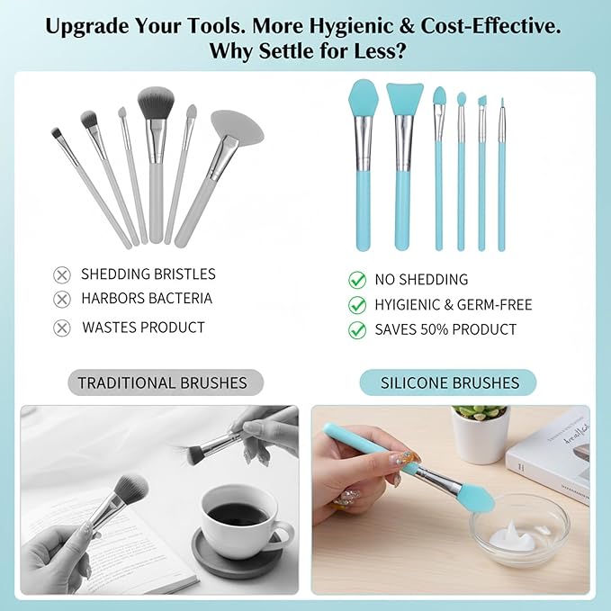 7 PCS Silicone Makeup Brushes, Makeup Applicator Tool Silicone Applicator Brushes for Resin Epoxy Art Crafting Cream