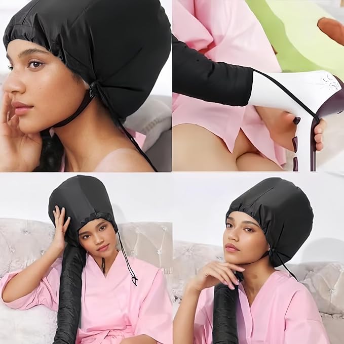 Hair Dryer Bonnet with Plopping Net,Hair Drying Bonnet for Blow Dryer,Portable Home Deep Conditioning Hair Care Hot Cap，Speed Up the Drying